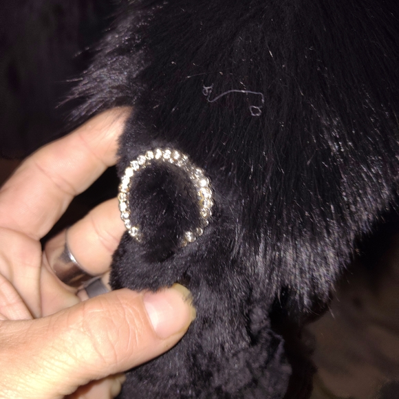 Women's Black Fur Coat Authentic Genuine Fox & Rex Rabbit 100% - Picture 10 of 16